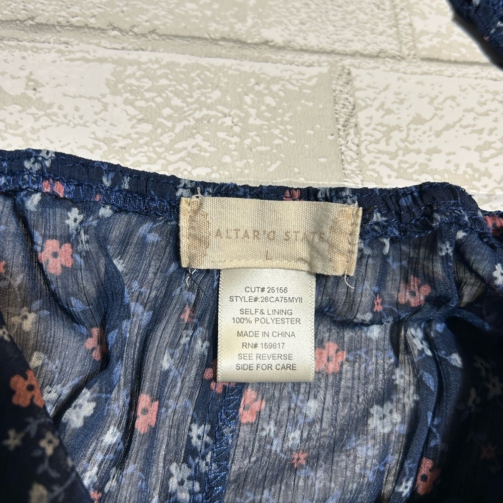 Altar'd State Navy Blue Floral Midi Dress - Picture 5 of 6